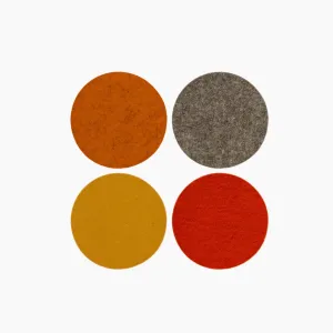 Bierfilzl Merino Wool Felt Round Coaster Multi 4 Pack (Flame)