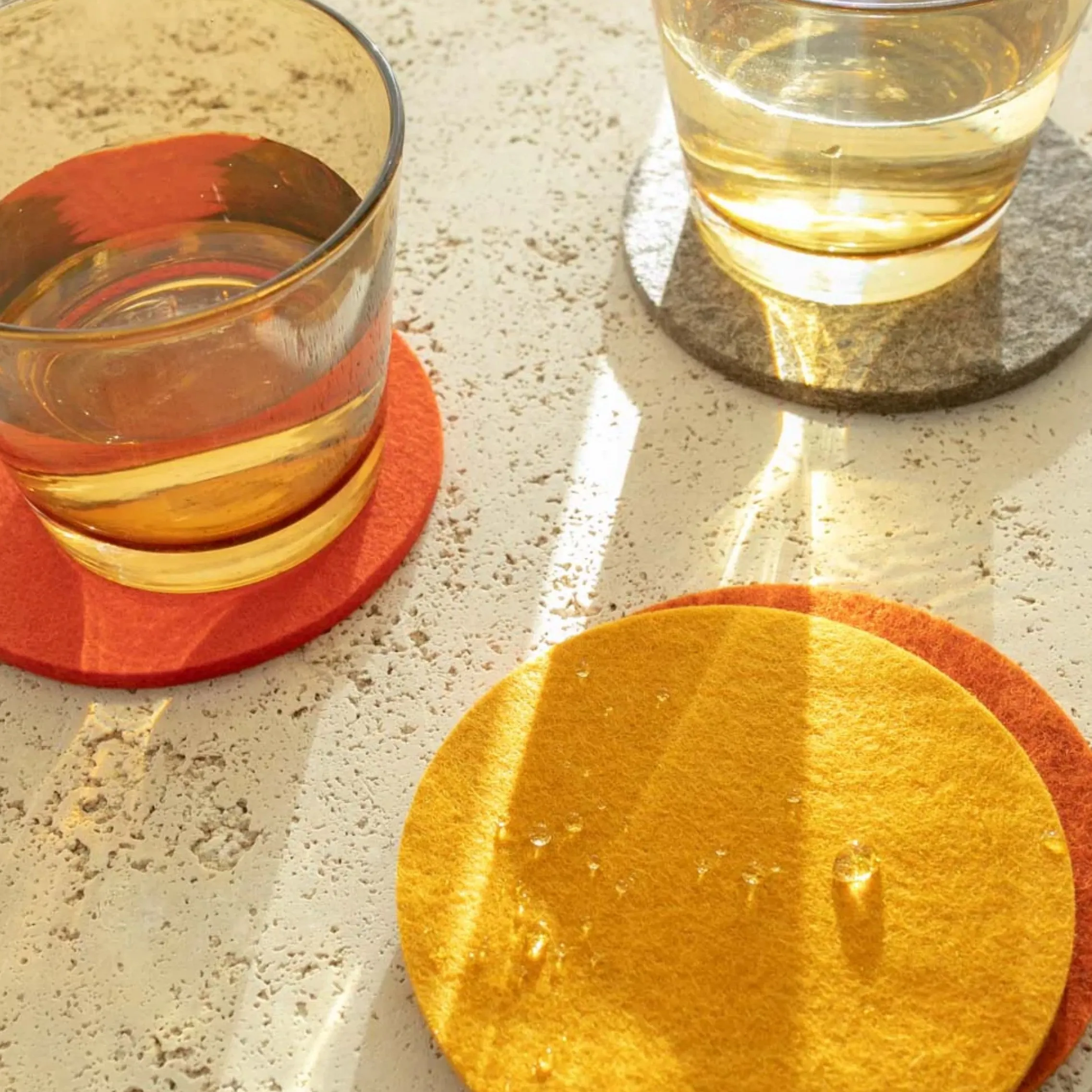 Bierfilzl Merino Wool Felt Round Coaster Multi 4 Pack (Flame)