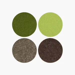 Bierfilzl Merino Wool Felt Round Coaster Multi 4 Pack (Forest)