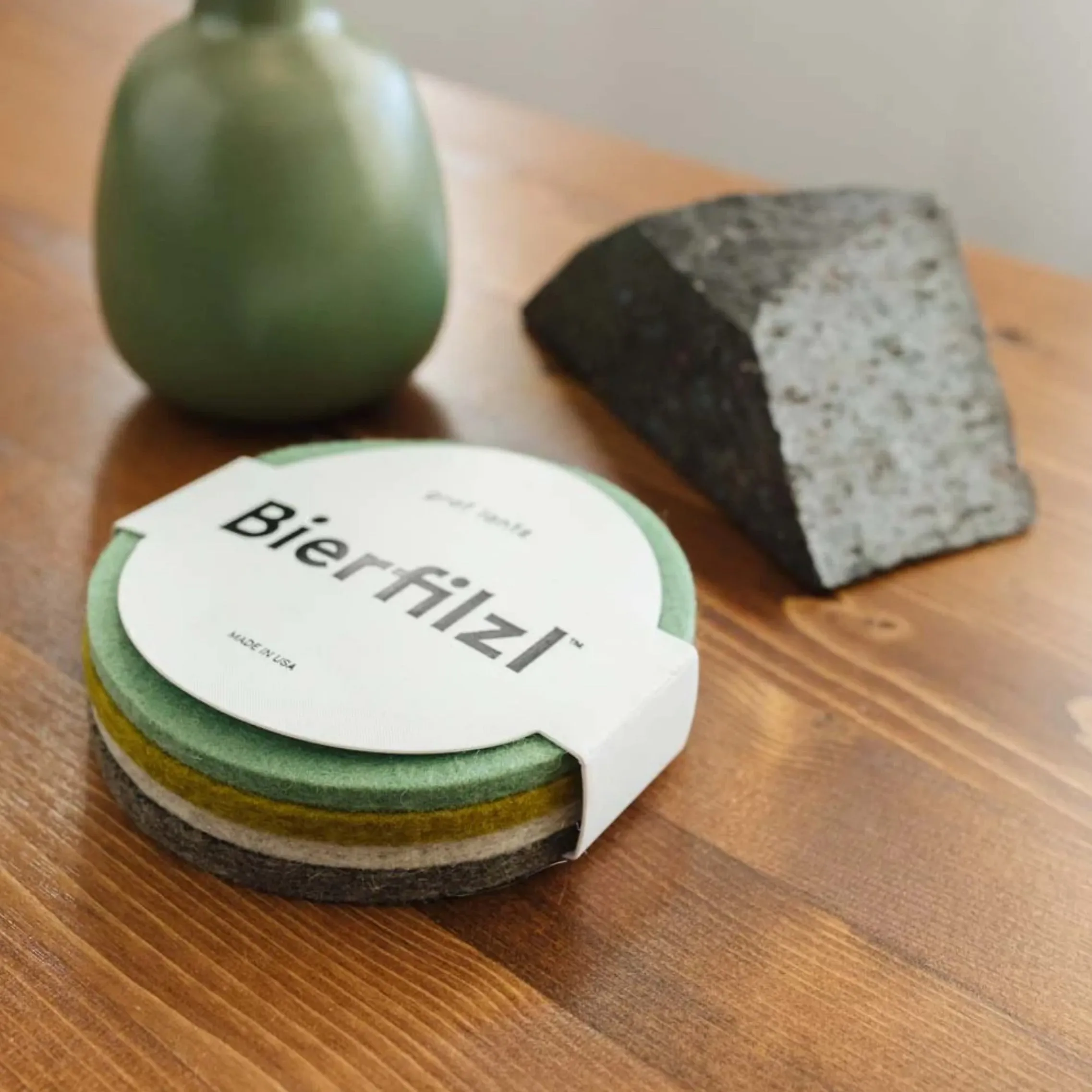 Bierfilzl Merino Wool Felt Round Coaster Multi 4 Pack (Gardener)