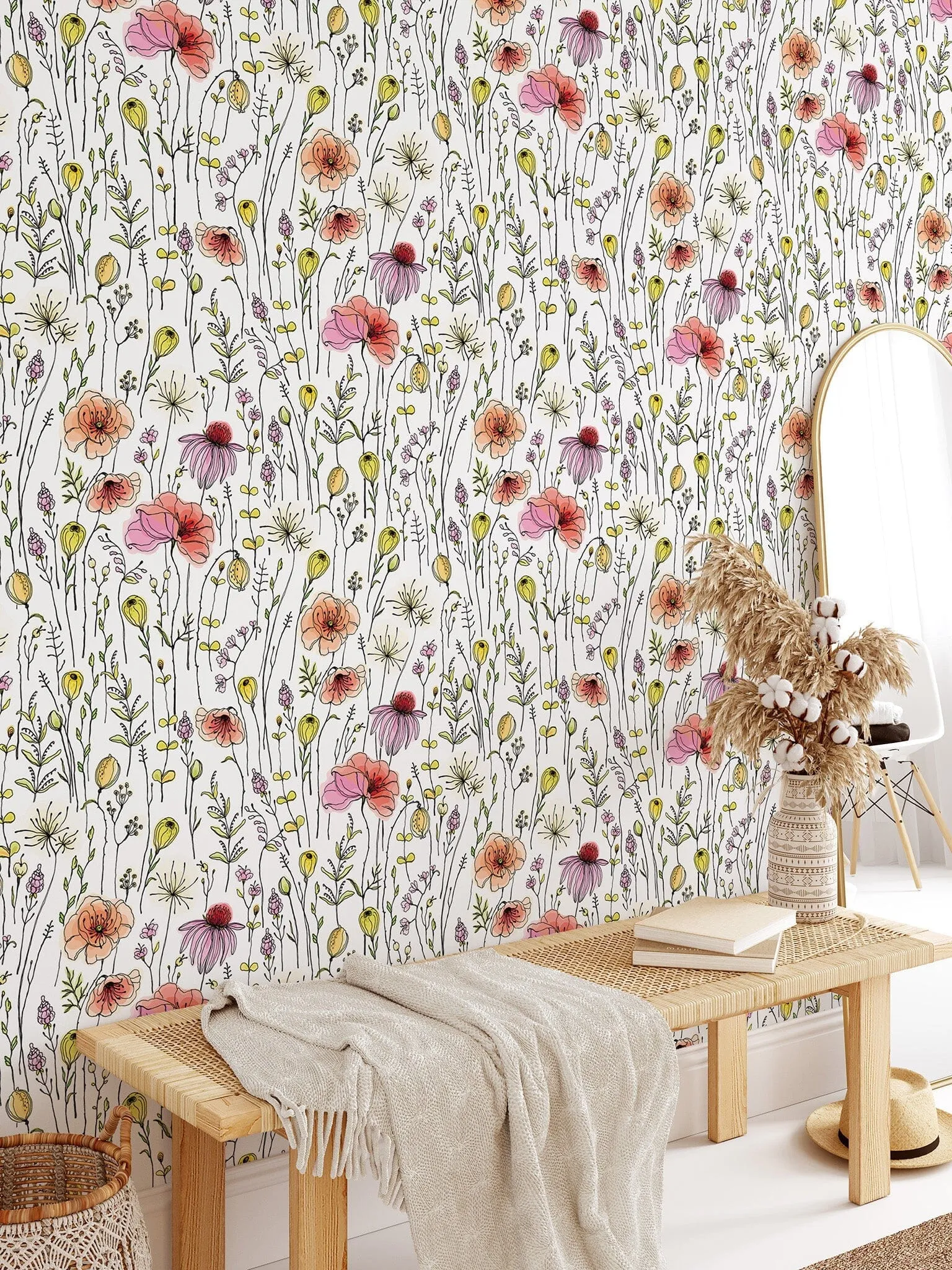 Colorful Wildflowers Peel and Stick Wallpaper
