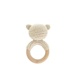 Cotton Crochet Rattle Teether - Bear by The Blueberry Hill