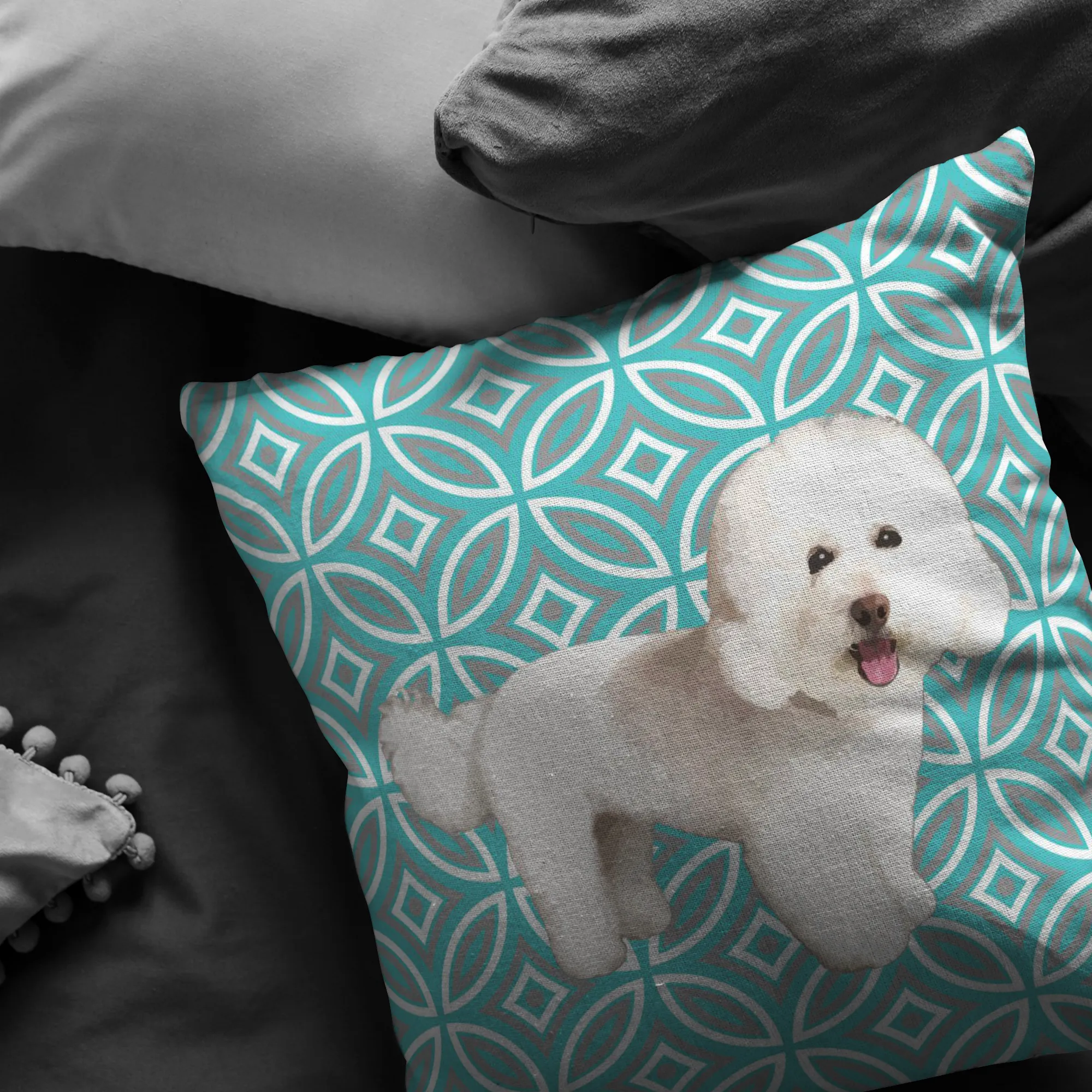 Custom Geometric Style 1 Teal Pillow