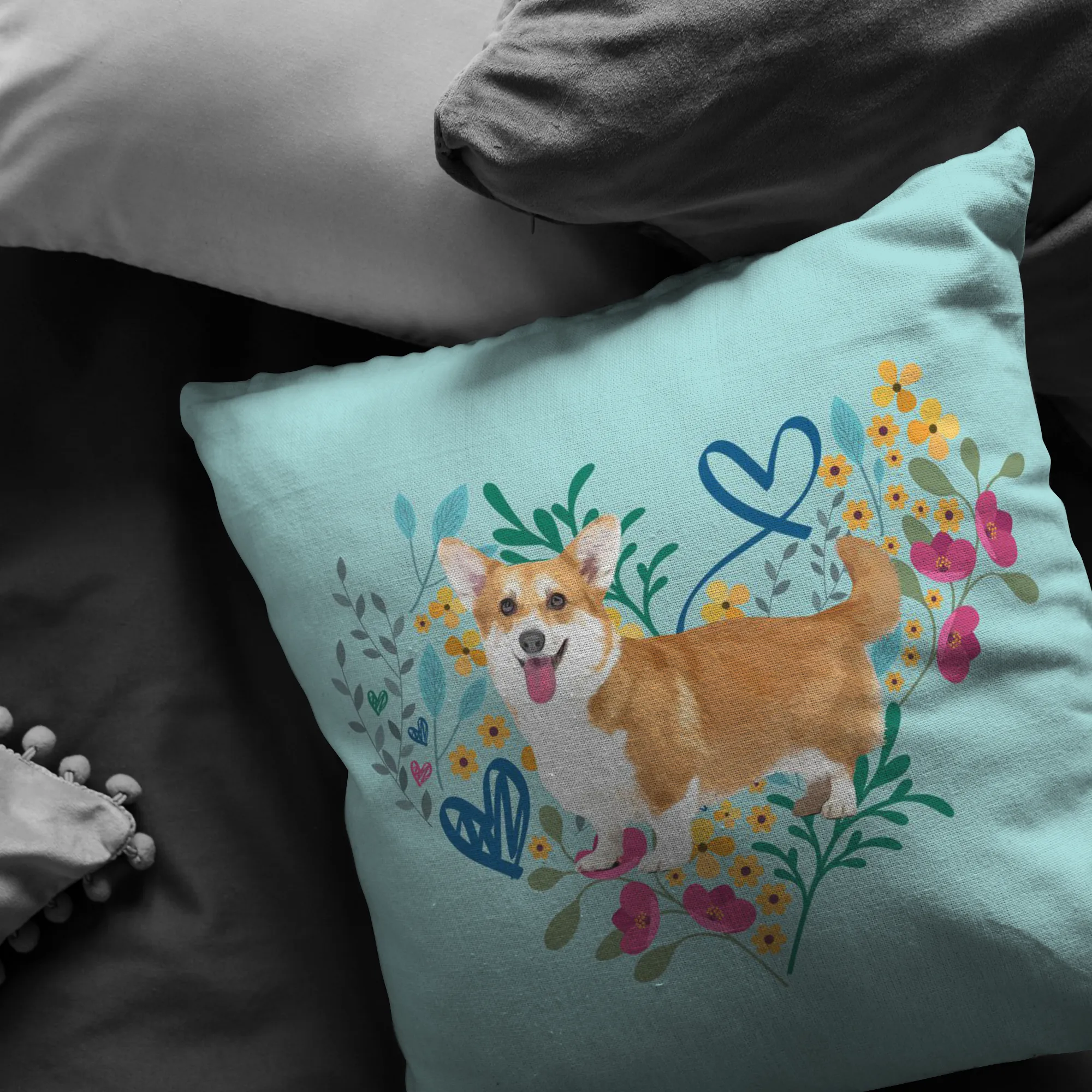 Custom Heart Shape Flower Pillow