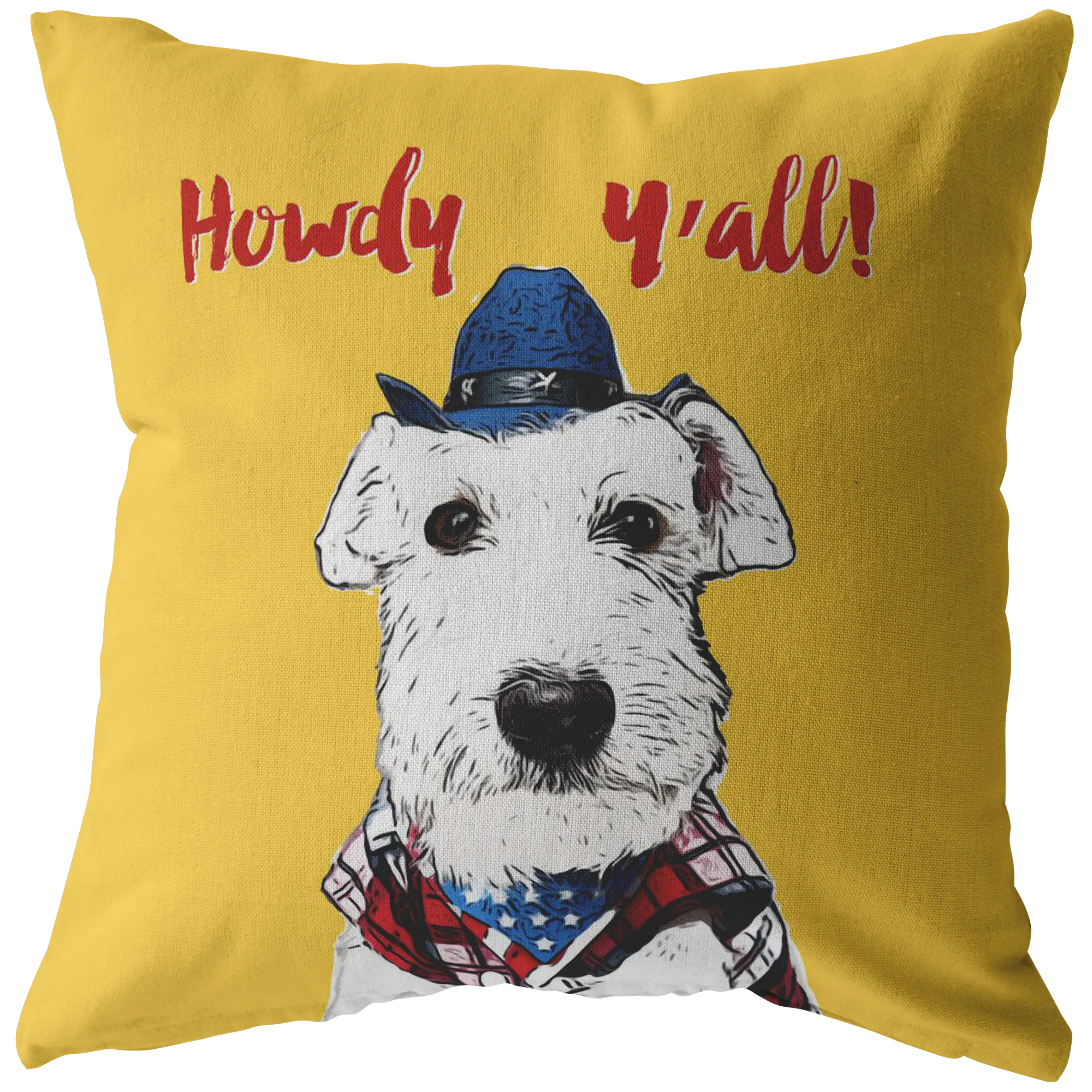 Custom Howdy Y'all Yellow Pillow