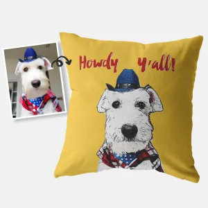 Custom Howdy Y'all Yellow Pillow