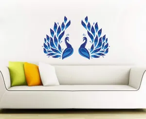 Decor Villa™ PVC Vinyl Blue Peacock 3D Wall Sticker JUST Peel & Stick New Modern Art & Trendy Wall Stickers for Home Decoration, Living Room,Office Bedroom etc Size- 58 CM X 53 CM, Multicolor