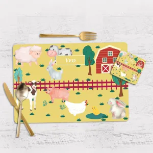 Farm Friends Tableware Set (kids) (4 Placemats & 4 Casters)