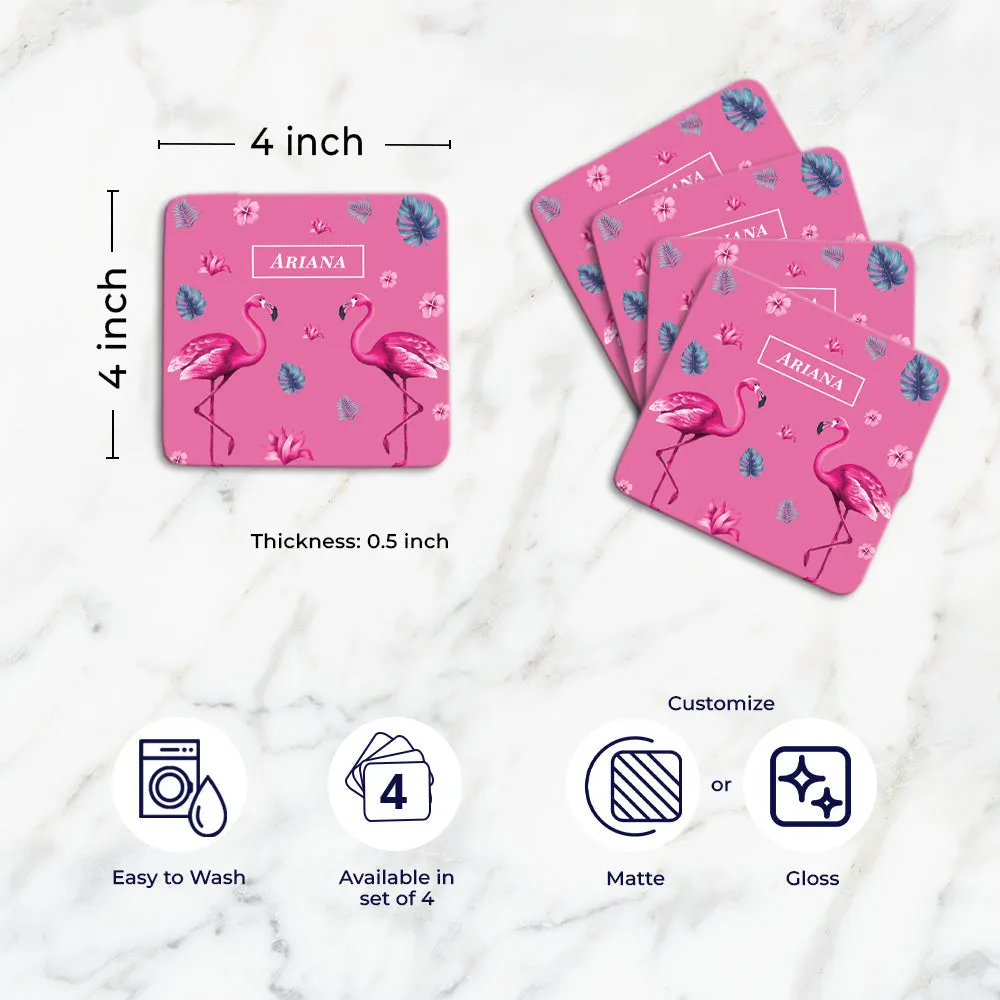 Flamingo Fiesta Tableware Set (kids) (4 Placemats & 4 Casters)
