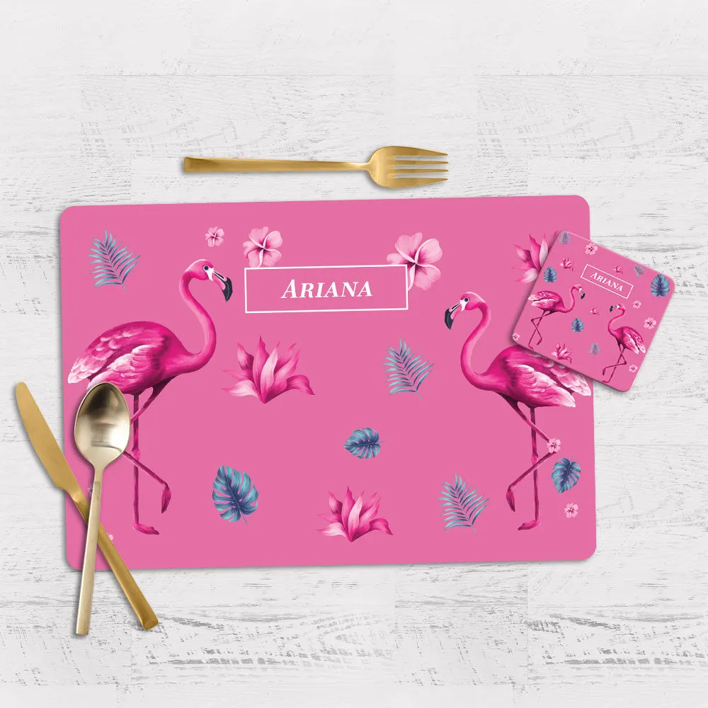 Flamingo Fiesta Tableware Set (kids) (4 Placemats & 4 Casters)