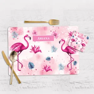 Flamingo Fiesta Tableware Set (kids) (4 Placemats & 4 Casters)