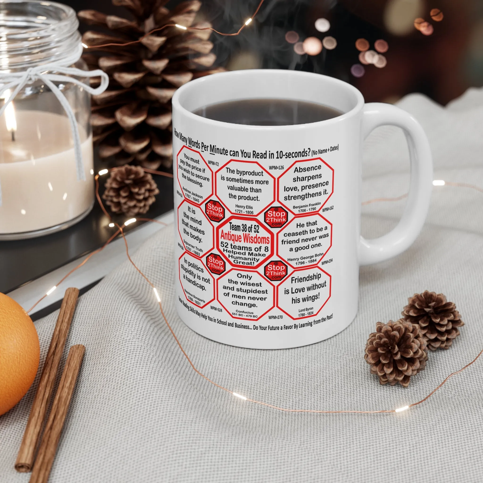 How Fast Can You Read Mug Wisdoms?   ...Teams 15 38 of 52   - Drink Wisely at Stop2Think.com