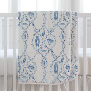 Liz & Roo Blue-Beary Toile Baby Blanket