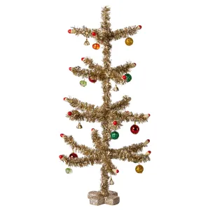Maileg Toys Mouse Christmas Tree Gold With Red And Green Decorations