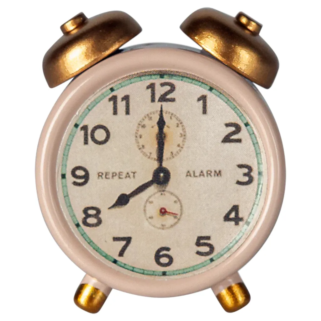 Maileg Toys Mouse Miniature Alarm Clock Powder Pink