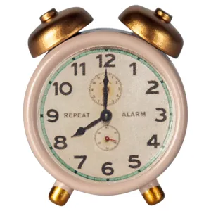 Maileg Toys Mouse Miniature Alarm Clock Powder Pink