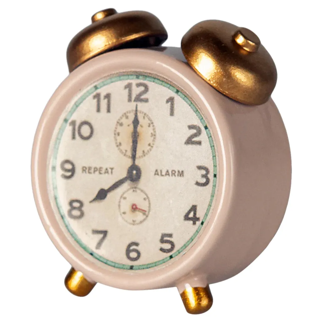 Maileg Toys Mouse Miniature Alarm Clock Powder Pink