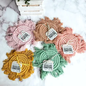 Pastel Braided Tassel Coasters