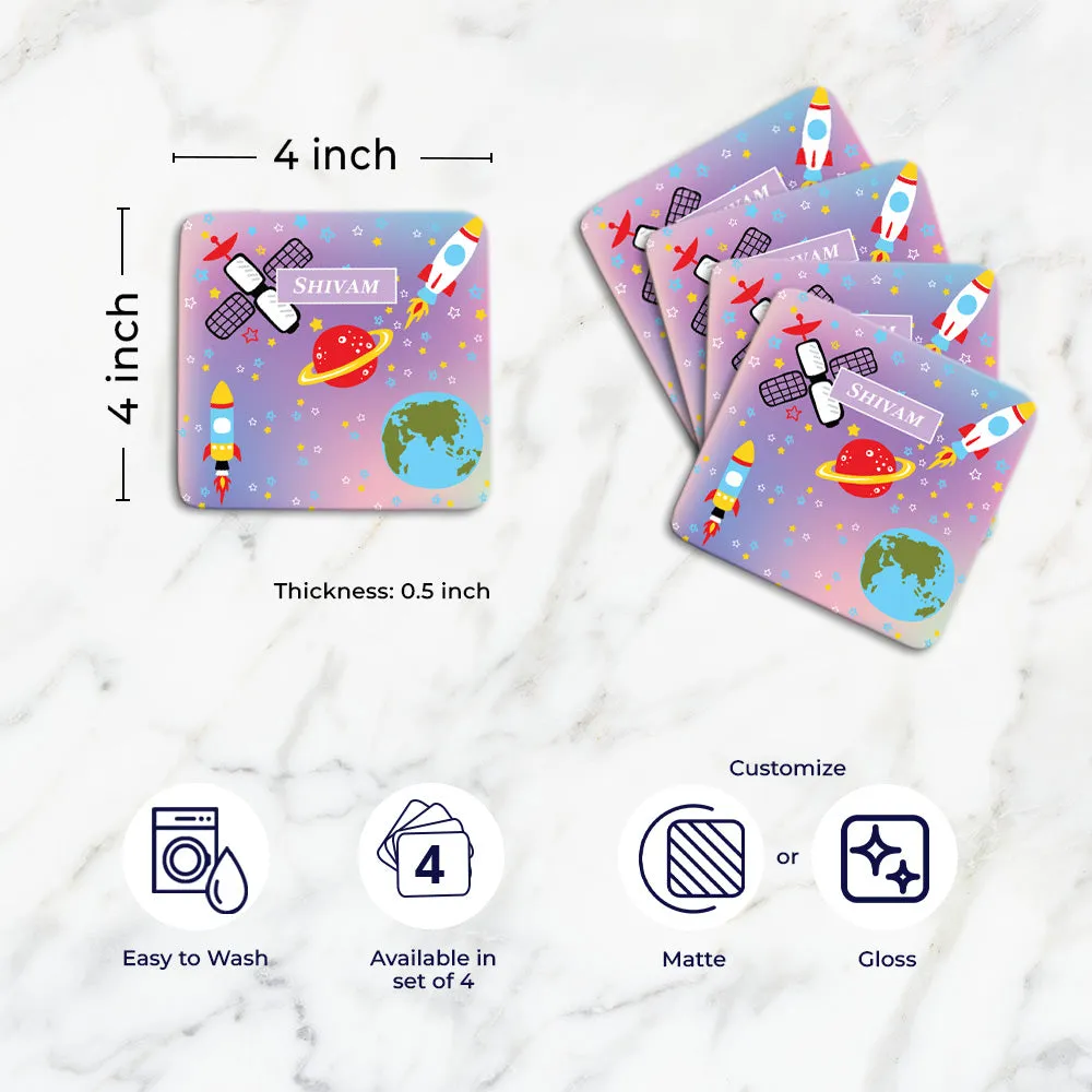 Space Satellites Tableware Set (kids) (4 Placemats & 4 Casters)