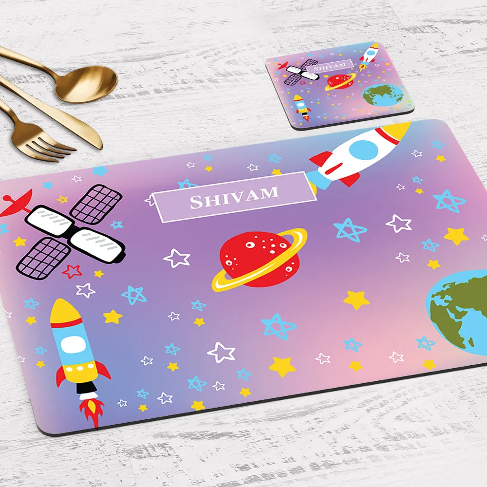 Space Satellites Tableware Set (kids) (4 Placemats & 4 Casters)