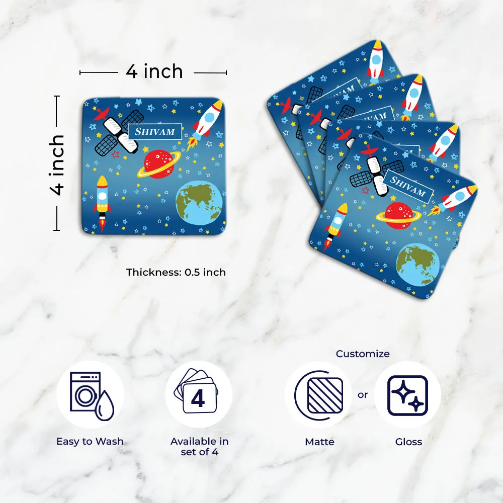 Space Satellites Tableware Set (kids) (4 Placemats & 4 Casters)