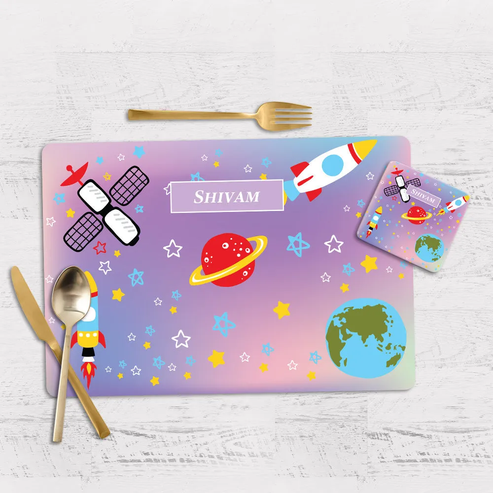 Space Satellites Tableware Set (kids) (4 Placemats & 4 Casters)