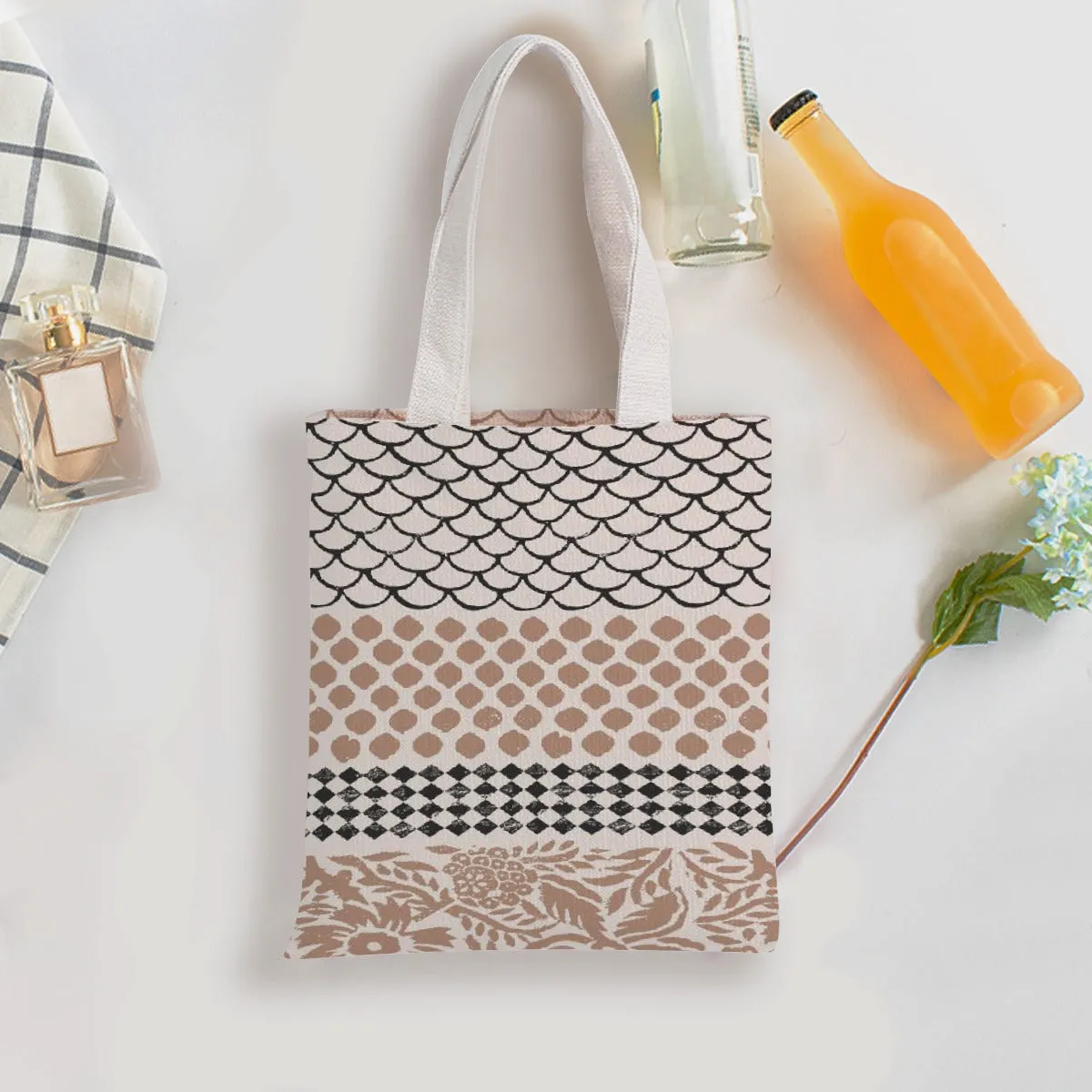 Tan, Brown and Black Drawings Bag