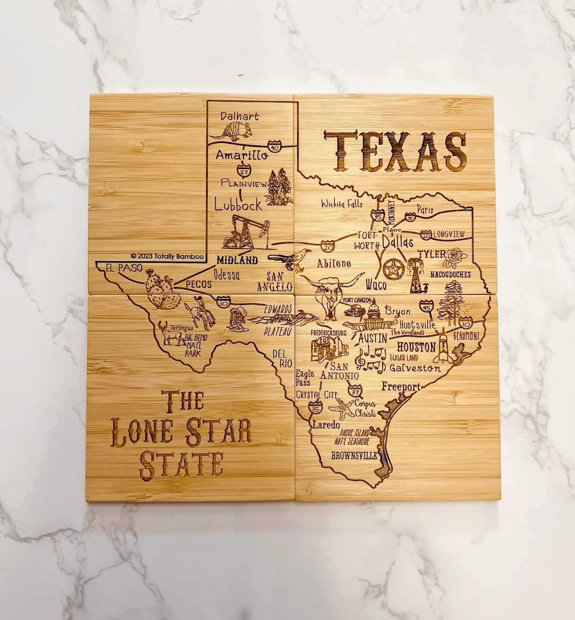 Texas Coaster Puzzle Set of 4 with Case