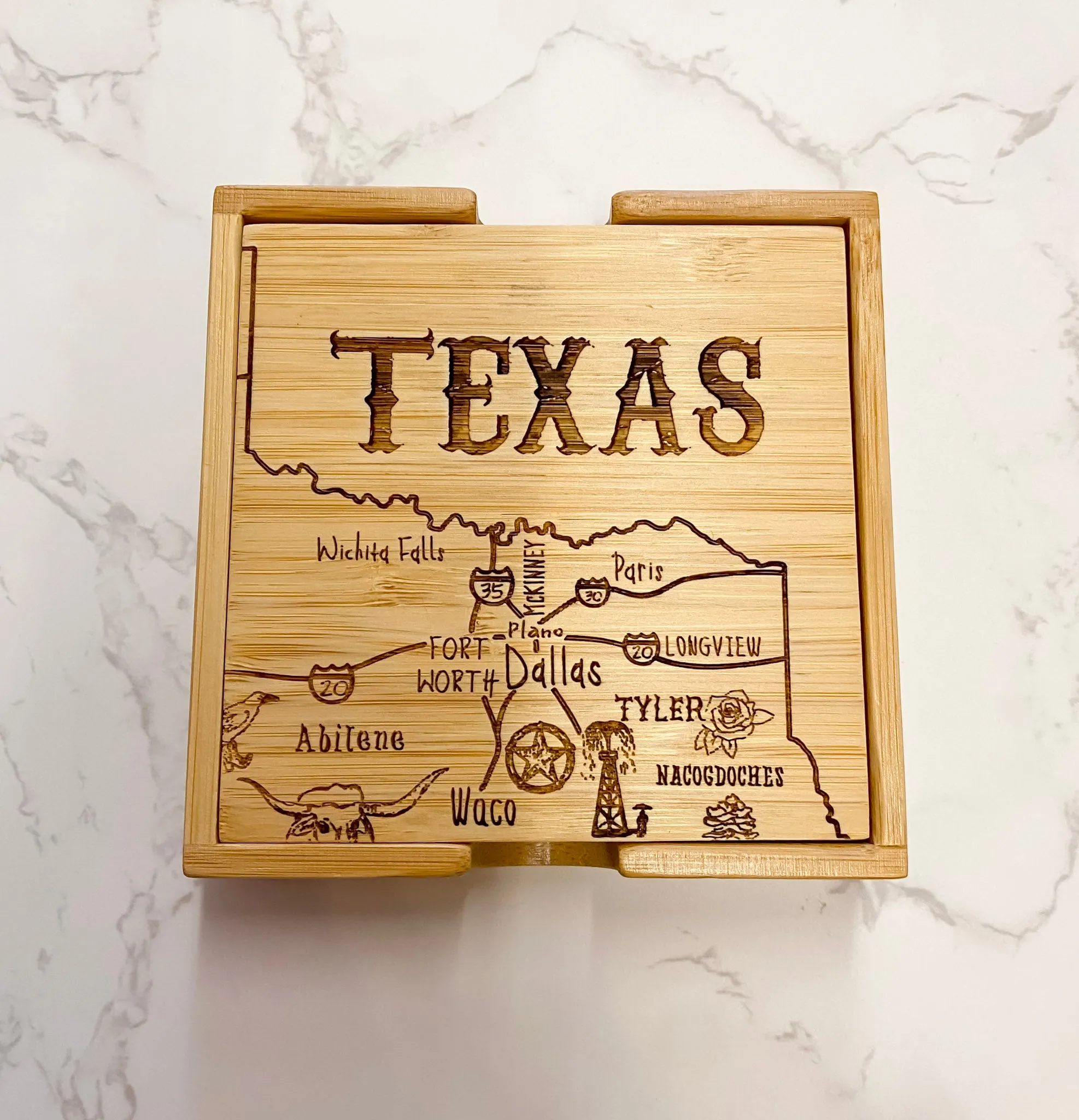 Texas Coaster Puzzle Set of 4 with Case