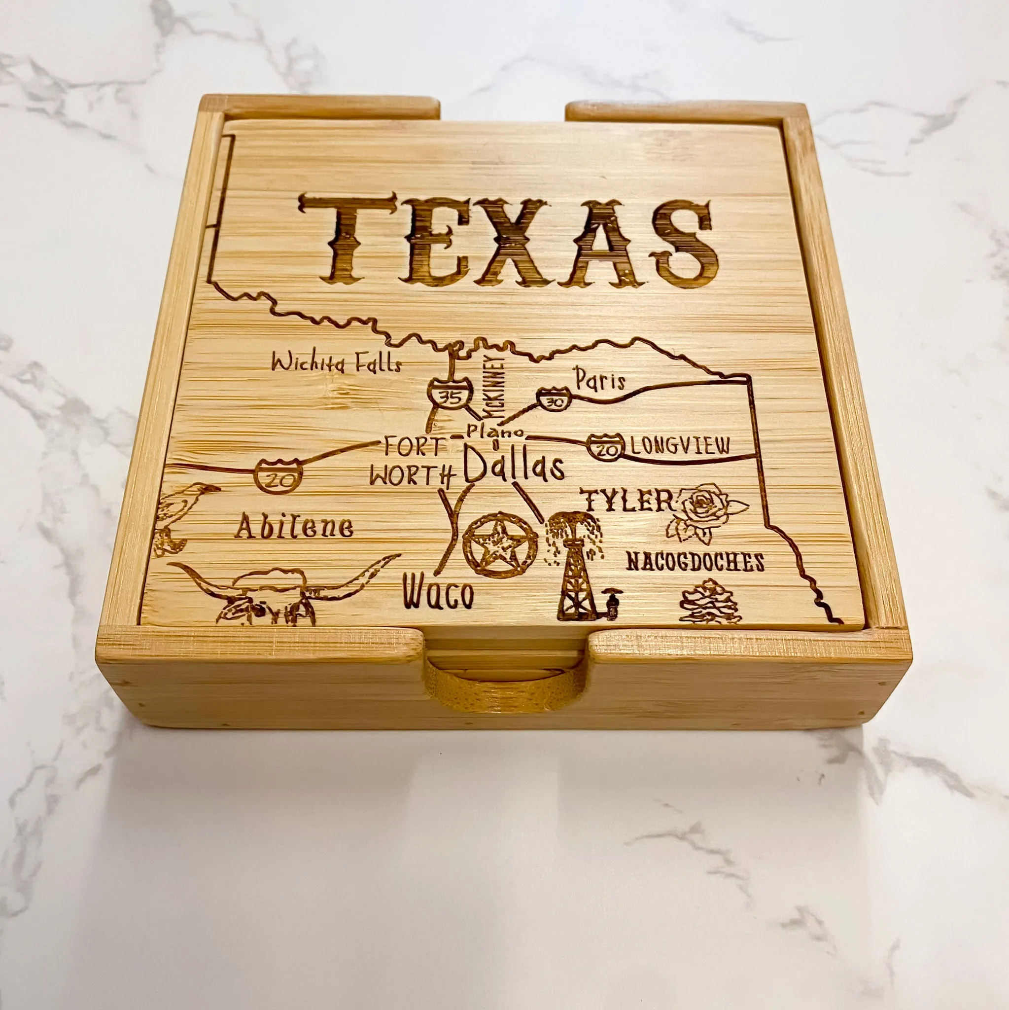 Texas Coaster Puzzle Set of 4 with Case