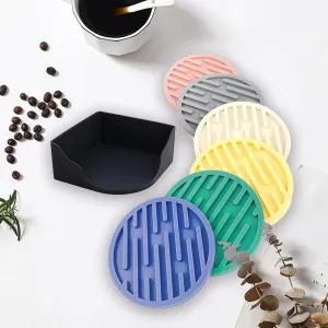 The Better Home Silicone Coasters Set Of 6(Dia - 10cm)| Dining Table Accessories for Home Decoration | Cups/Coffee Mugs/Glasses Coaster With Holder |Tea Coaster|Kitty Party Return Gifts for Women-Pink