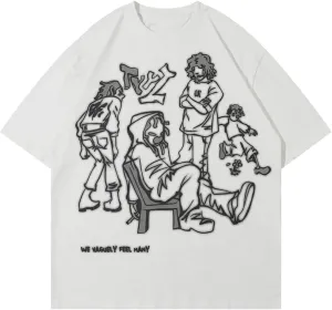 Vamtac Oversized Graphic Tees Y2k Vintage Tops for Men Women Streetwear Unisex T Shirts