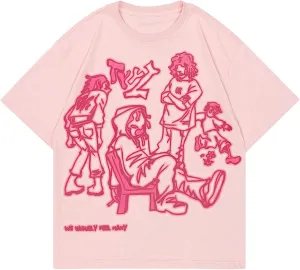 Vamtac Oversized Graphic Tees Y2k Vintage Tops for Men Women Streetwear Unisex T Shirts
