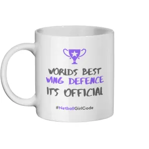 'World's Best Wing Defence' 11oz Ceramic Netball Mug
