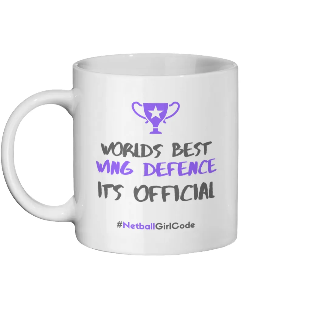 'World's Best Wing Defence' 11oz Ceramic Netball Mug